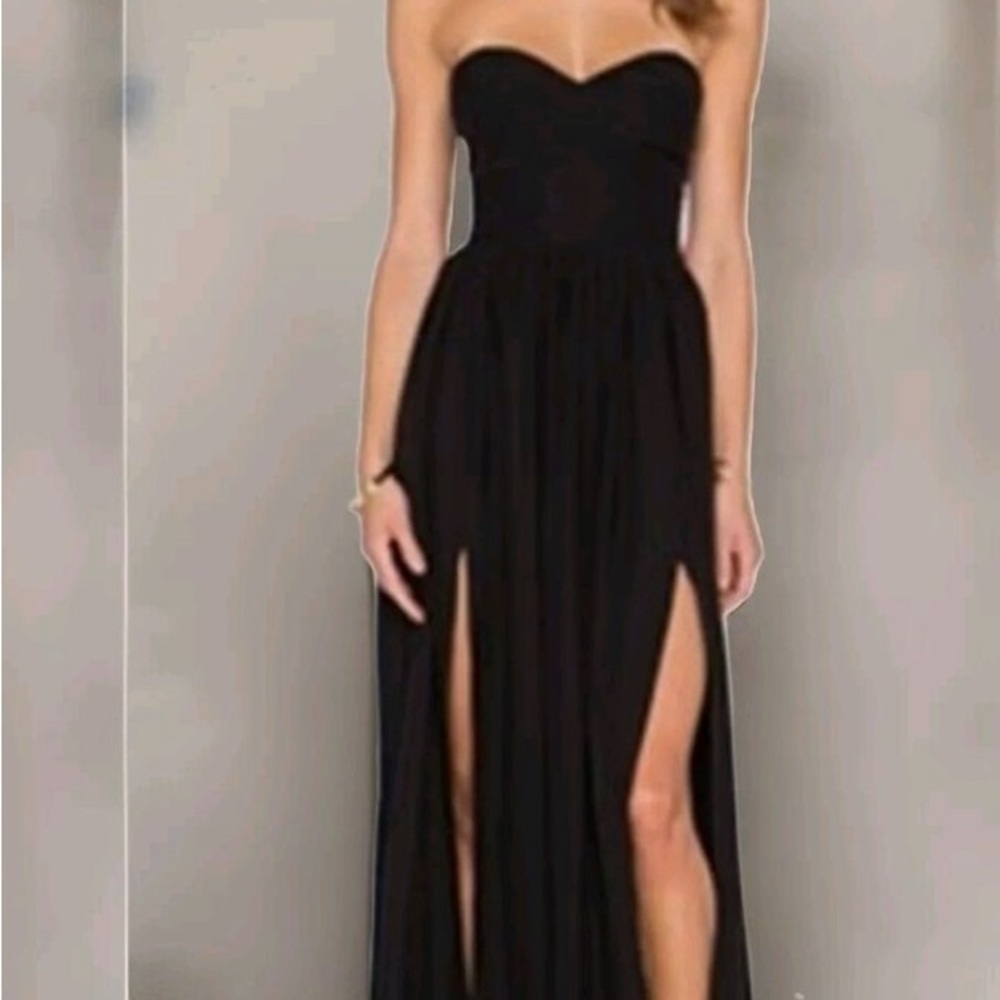 Amanda Uprichard Elegant Black Strapless Evening Dress
